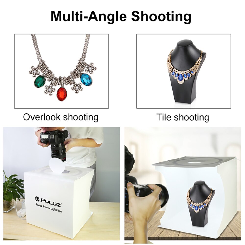 Folding Portable Mini Ring Lightbox Photo Studio Box Photography Tent Box Kit with 6 Backdrops Shooting for Jewelry Accessories