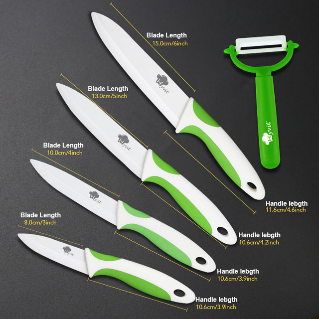 Keramik Messer Küche 3 4 5 6 Zoll Koch Utilityw Halfter Schäler Weiß Zirkonia Klinge Obst Gemüse Kochen Werkzeug 4 stück einstellen: 3456 Greenwhite