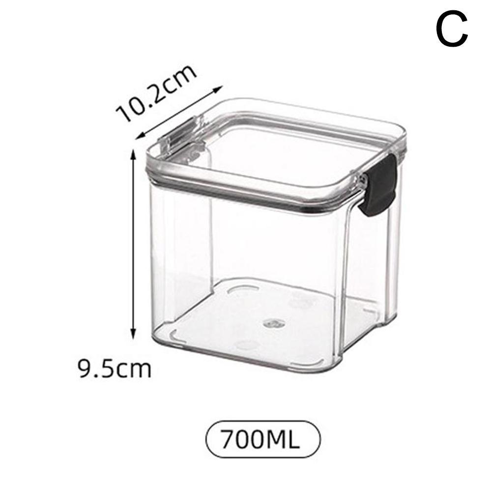Square Sealed PET Jars Kitchen Storage Big Capacity Coffee Bean Storage Can Glass Jar With Lid Food Container Organizer Bottle: black 700ML