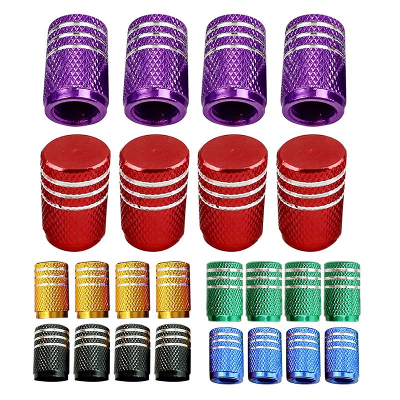 Tapas de válvula de aire para neumáticos de coche, tapa de válvula de neumático de bicicleta, estilismo de ruedas de coche, redondo, rojo, negro, azul, plata, dorado, 4 Uds.