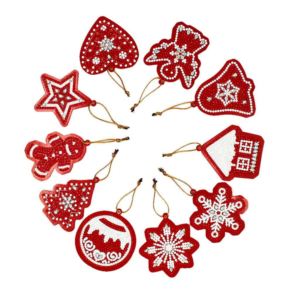 4/10 Pcs Kerstboom Sneeuwpop Sleutelhanger Diamant Schilderij Vrouwen Tas Sleutelhanger Hanger Speciale Vorm Kerstboom Hanger