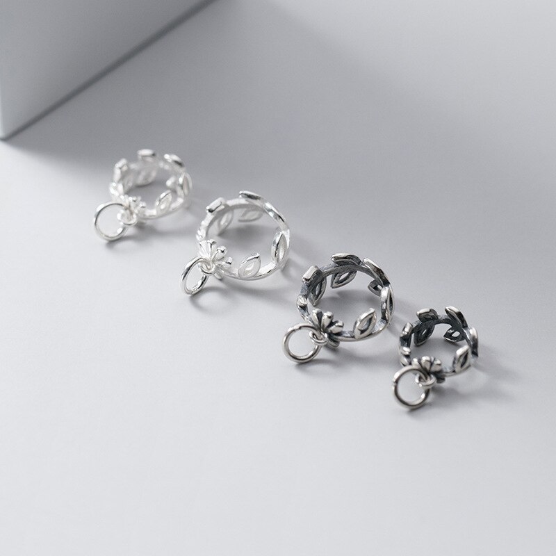 Meetsoft modisch 925 Sterling silber thailändisch blätter hohlanhänger spezial für diy handgefertigte halsketten dekoration schicke accessoires