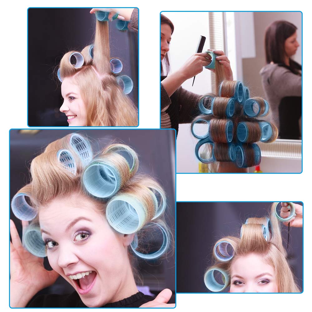 Rulos para el cabello con pinzas de Metal para el cabello, rizadores de peluquería con autoagarre, juegos de rizadores de pelo, DIY, uso doméstico, salón de varios tamaños, paquete de 24 unidades