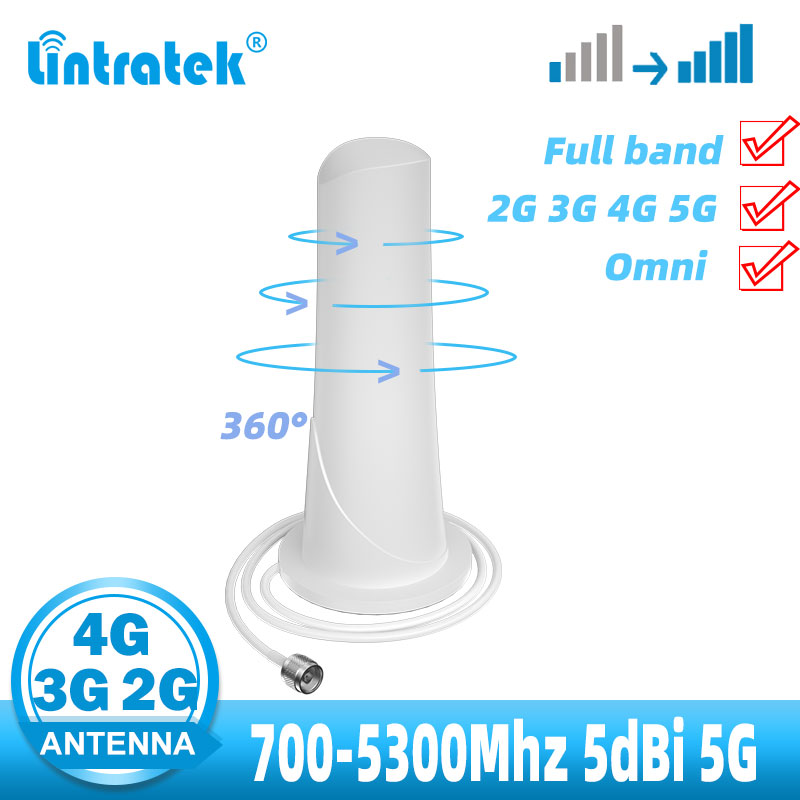 Lintratek indoor antenna 2g 3g 4g 5g lte mobile radio amplifier booster antenna gsm cdma 700 to 5300 mhz 5 db mobile phone repeater  b28