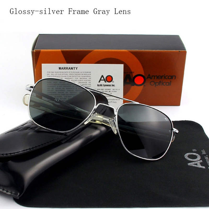Pilot AO Sunglasses Men Brand AGX Tempered Glass Lens Sun Glasses Male: WHITE / Blue-gray