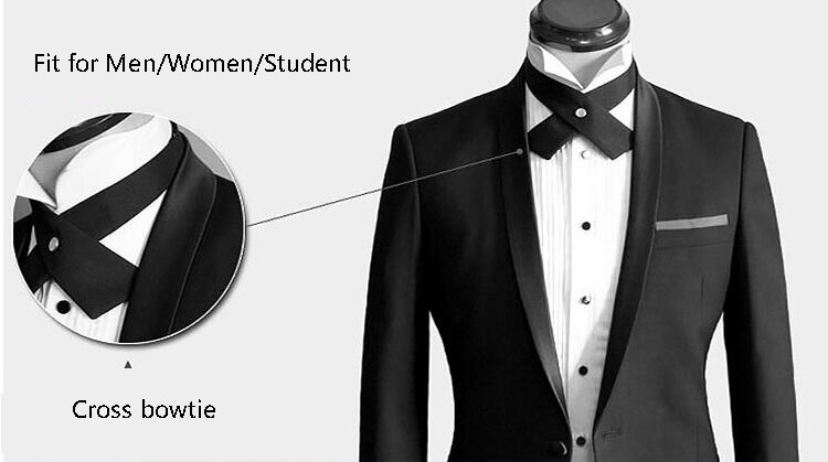 Verstelbare Kruis Strikjes Voor Mannen & Vrouwen Solid Business Casual Das Formele Jurk Mannen Wedding Metalen Kraag Das bowtie