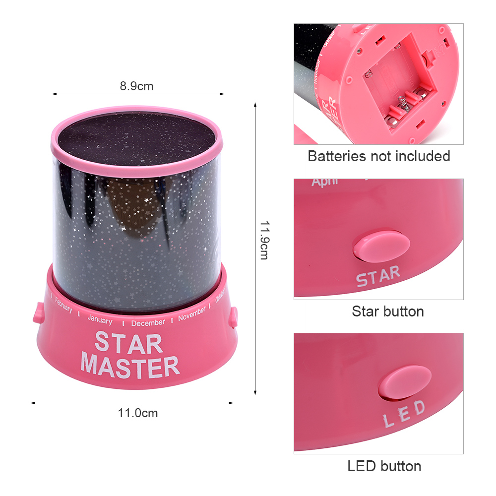 Ster Licht Projector LED Night Star Moon Master Kinderen Kids Baby Romantische Kleurrijke Decor Batterij Projectielamp