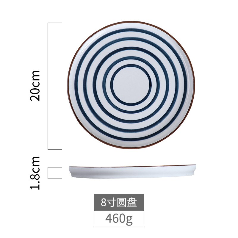 Ceramic Geometric Pattern Dinner Plates Originality Dish Kitchen Utensils Home Retro Persona Art Tableware Decor 8/10 Inch: D-8Inch