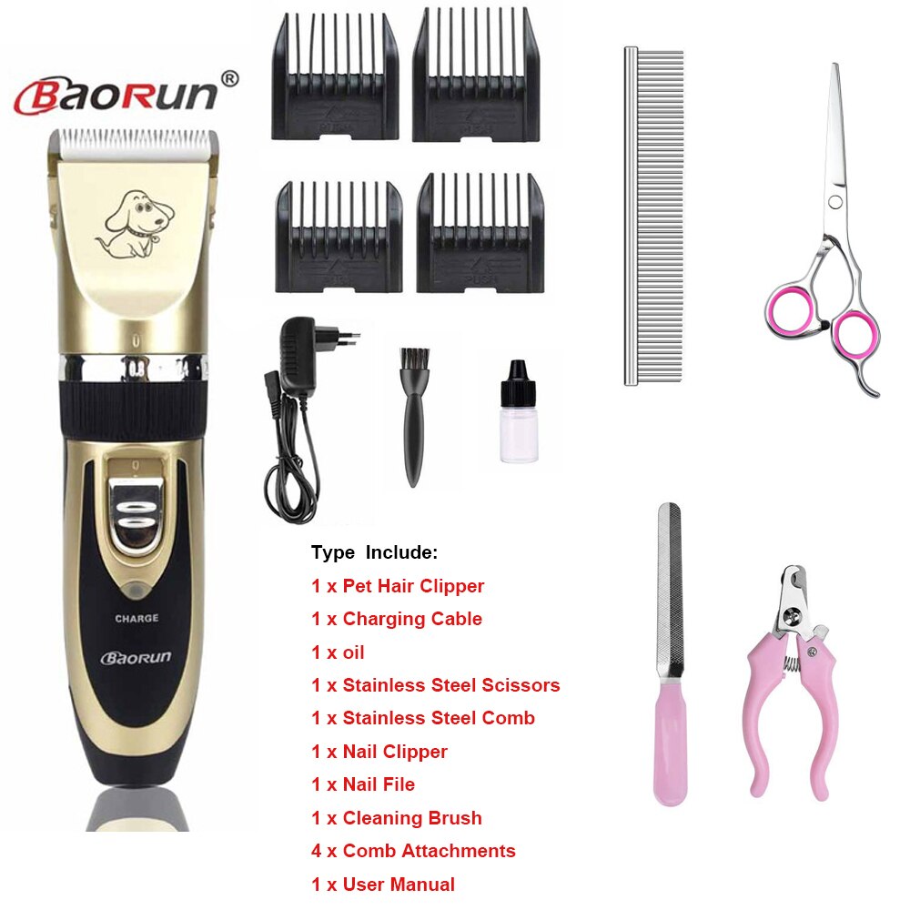 Grooming Kit Rechargeable Pet Dog Cat Hair Trimmer Electrical Clipper Shaver Set Haircut Machine: E