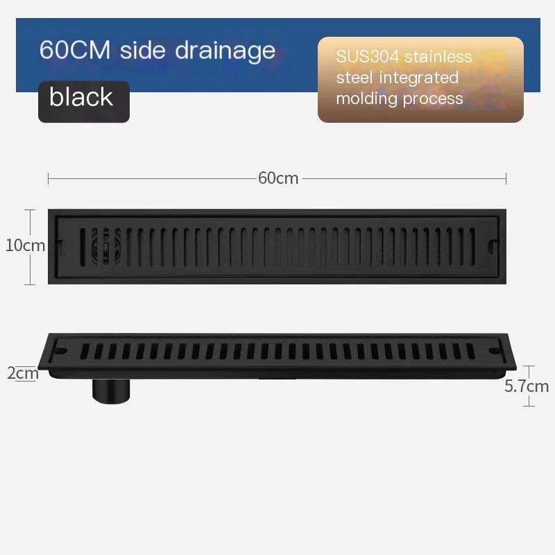 Zwart 20-80 cm verlengde afvoerputje badkamer toilet 304 roestvrij staal grote verplaatsing afvoerputje anti-geur en insectenbestendig: Black