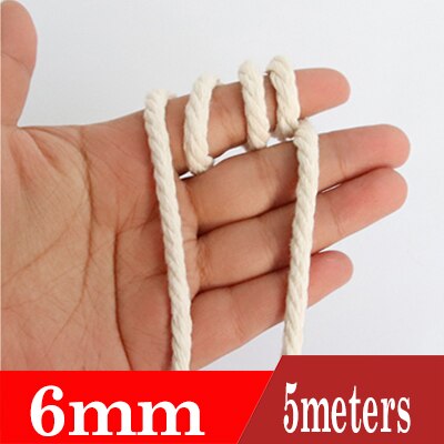 1/2/3/4/5/6mm Natural Beige Macrame Rope Twisted String Cotton Cord Craft Cord For Handmade DIY Crafts Home Wedding Decor: 6mm 5meters
