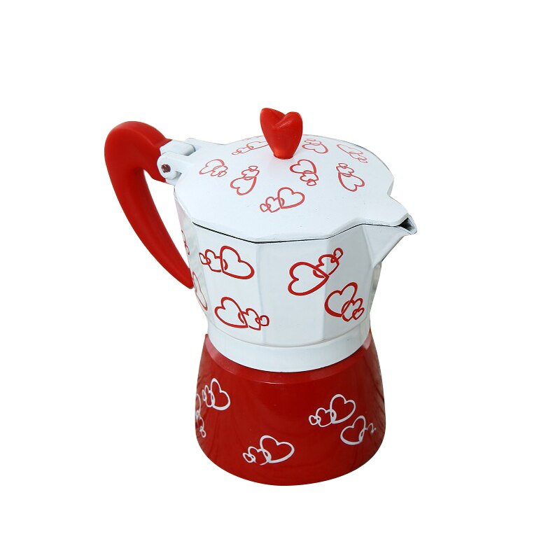 Coffee Pot Moka Pot Coffee Maker Romantic Red Heart Aluminum Alloy Espresso Mocha Coffee Pot Kit Percolator Cafetiere Tools