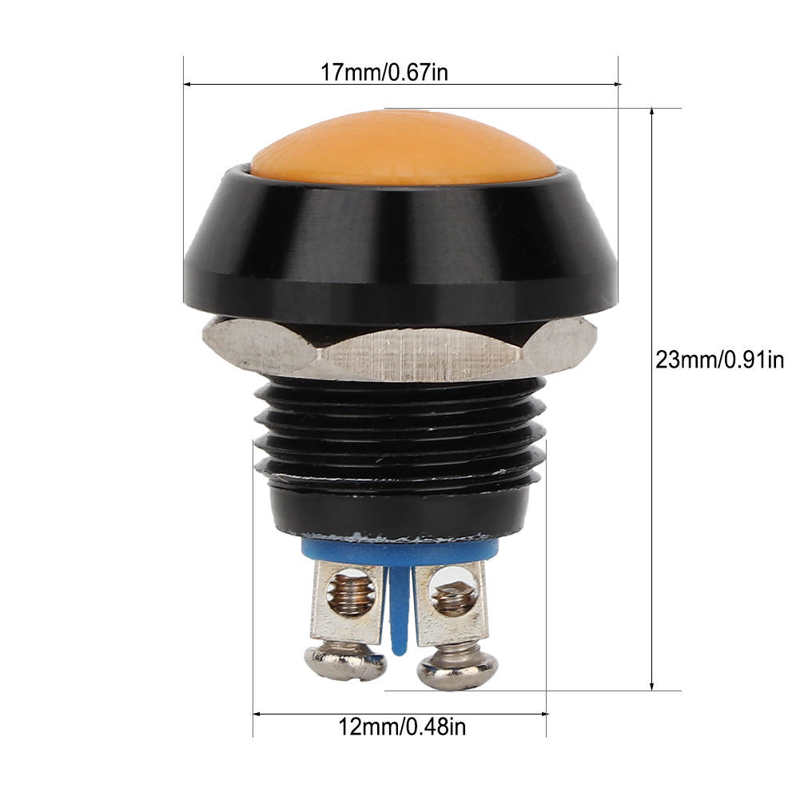 10-part push button waterproof metal momentary pushbutton self-reset yellow momentary pushbutton