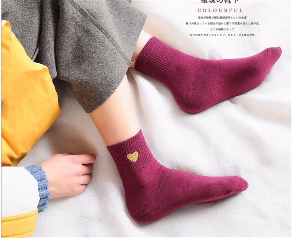 Socks Woman Spring Socks Girls Cotton Color Novelty Women Cute Heart Casual Funny Socks B628