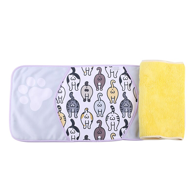 Hundeabsorberende håndkle kjæledyr hund badehåndkle kjæledyr tørkehåndkle ultraabsorberende mikrofiber mykt materiale mikrofiber potetrykk badehåndkle: Gul
