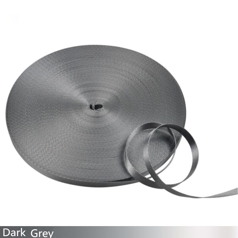 50Yards 3/8''(10mm) Colorful Strap Nylon Webbing plain weave Knapsack Strapping Sewing Bag Belt Accessories: Dark Grey