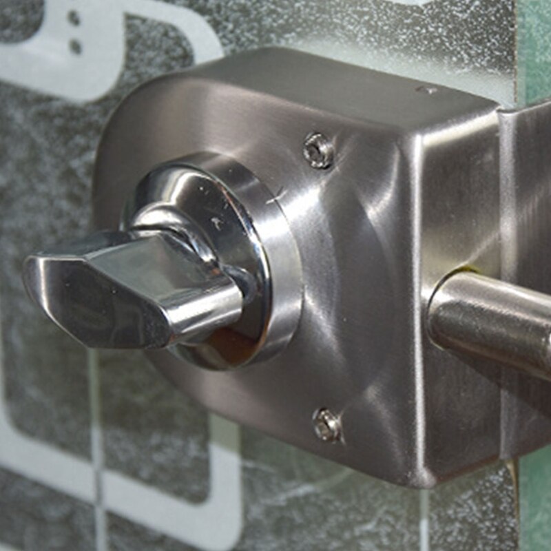 Stainless Steel Glass Door Lock Floor Latch Lock Bolt Ground Lock for Bathroom Toilet Shop Glass Doors