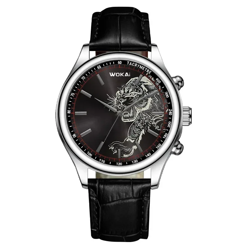 2024 Mode Tijger Horloge WOKAI Mannen Horloges Casual Lederen Band Quartz Horloges Mannen Goedkope Prijs Montre Homme: Default Title