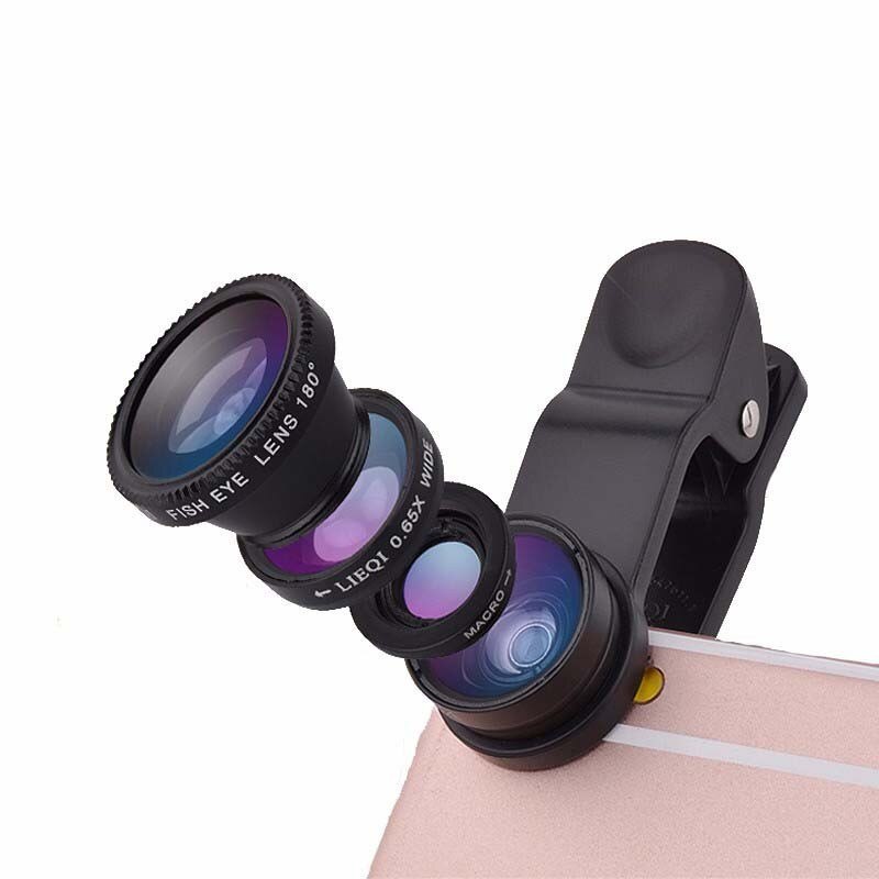 3 In 1 Groothoek Macro Fisheye Lens Kit Met Clip 0.67x Mobiele Telefoon Fish Eye Lens Voor Iphone Lens lentes Mobiele Telefoon