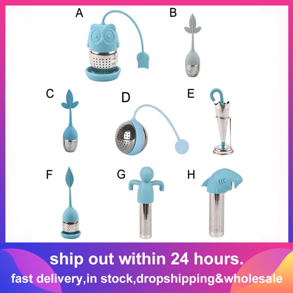 Silicone Tea Infuser Reusable Tea Strainer Sweet Leaf with Tray Novelty Tea Ball Herbal Spice Filter Tea Tool
