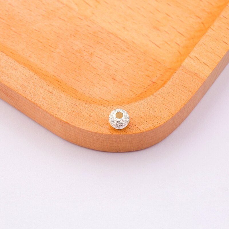 5PCS 3-6mm 925 sterling silver Beads Exquisite brushed round beads Loose Spacer silver Beads Bracelet Necklace Jewelry Making