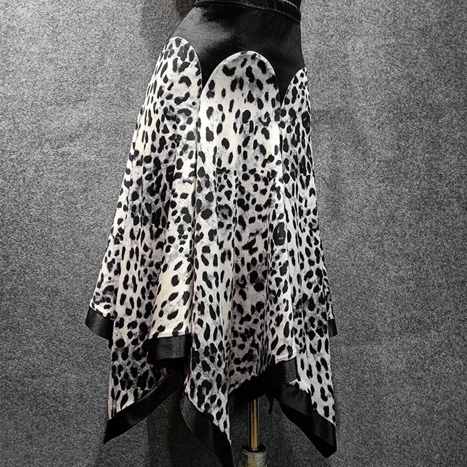 Latin Dance Dress Women Leopard Latin Dance Skirt for Ballroom Samba Tango Chacha Belly Dancing Performamnce LP483