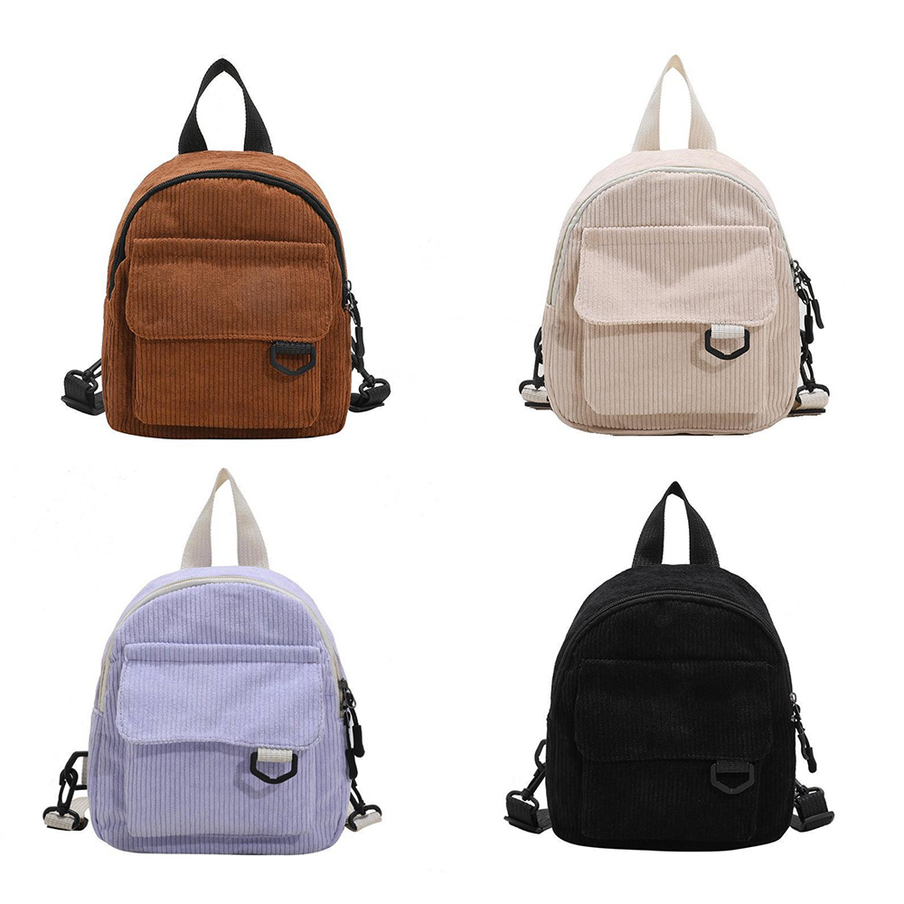 Mini mochila feminina, mochila escolar de veludo simples pequena, grande capacidade, mochila feminina durável, monocromática, casual, viajando, moda