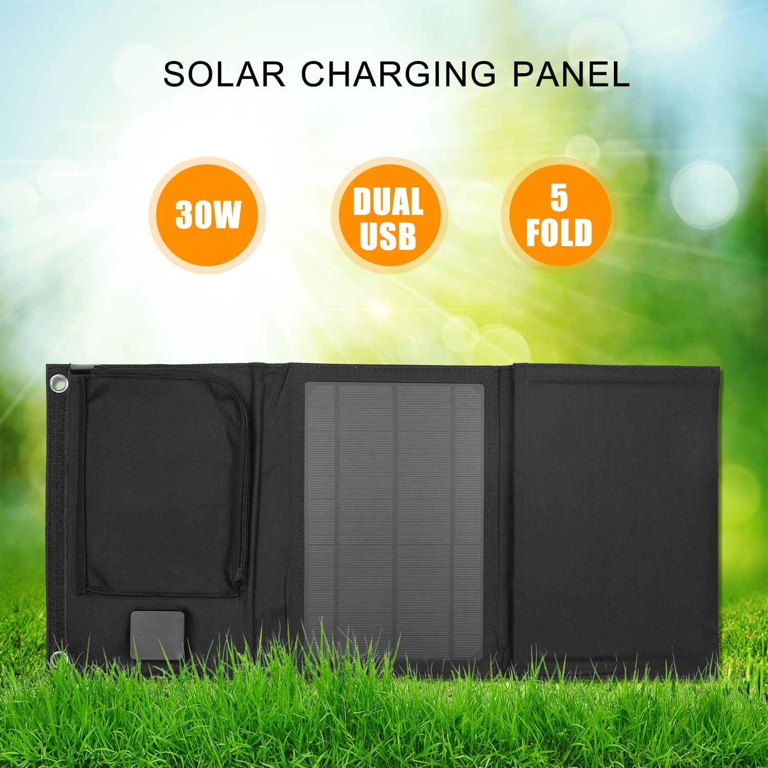 30W Opvouwbare Solar Panel Charger Met Dual 5V Usb-poorten Voor Mobiele Telefoon Power Bank Auto Boot Campers off Gri-D Lading