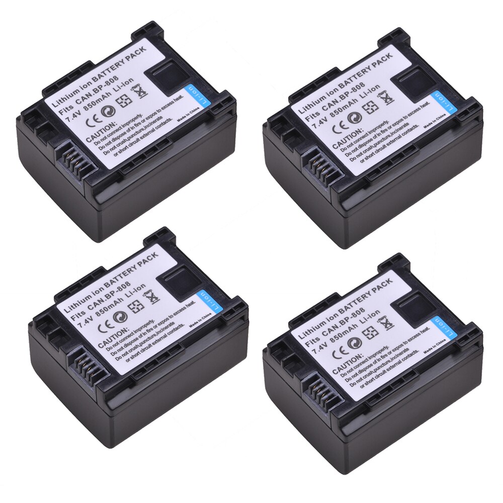 850mAh BP-808 BP-809 BP 808 BP809 Battery for Canon FS200 FS21 FS22 FS100 FS11 HF200 HF20 HFS10 HG31 HF20 HF100 HF100E HG20 HG21: 4 Batteries