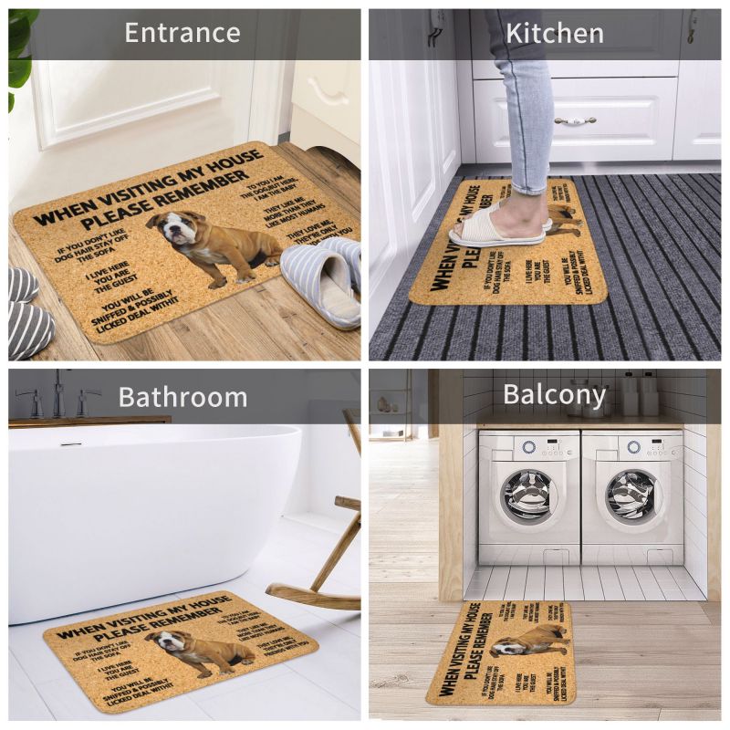 Please Remember English Bulldog Doormat Non-Slip Bathroom Kitchen Mat Living Room Door Floor Entrance Carpet Rug