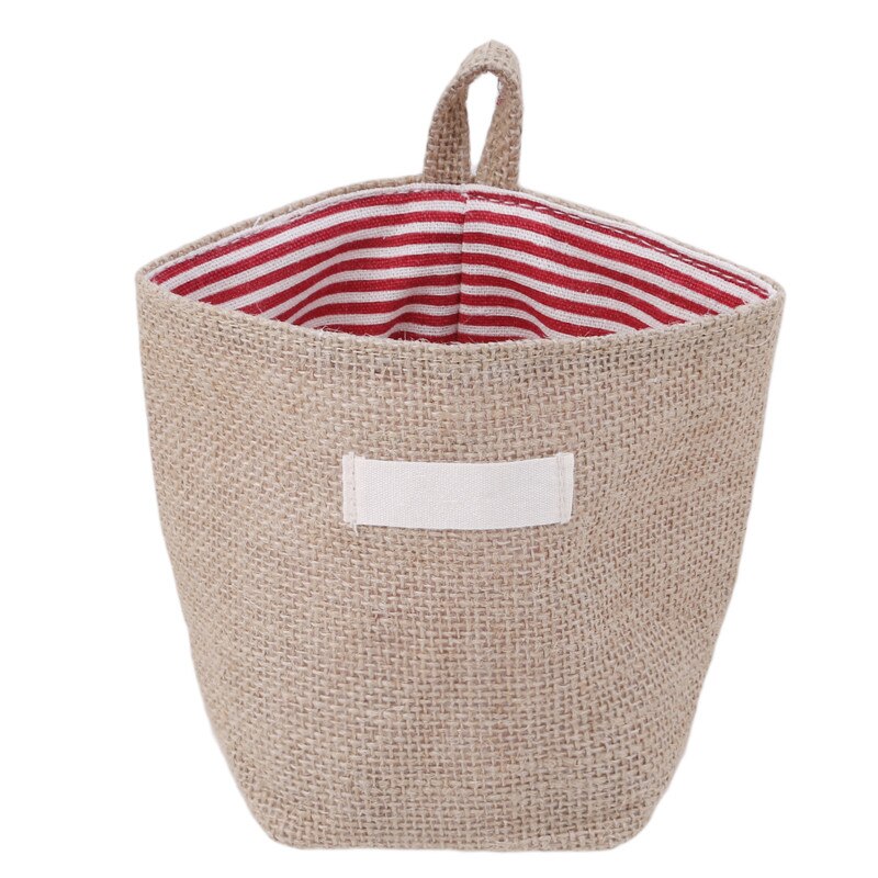 Retro Large Capacity Women Cosmetic Box Jute Cotton Linen Sundries Basket Cosmetic Cases Wall Hanging Make up Storage Bags Women: F
