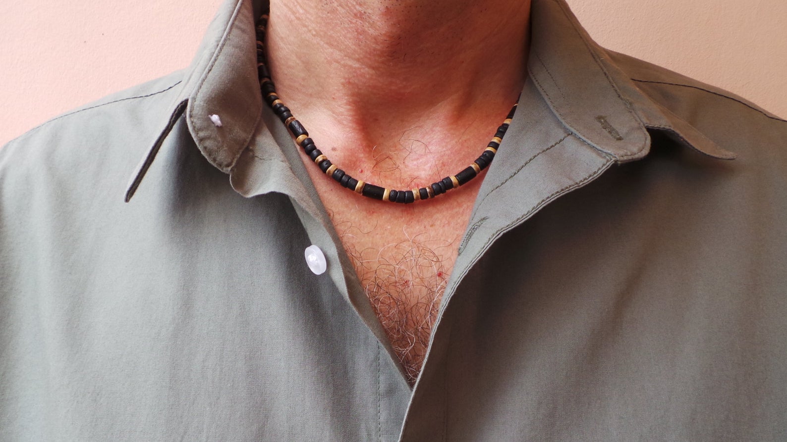 Collar de cuentas para hombre, collar africano, collar de surfista, collar para hombre: A11