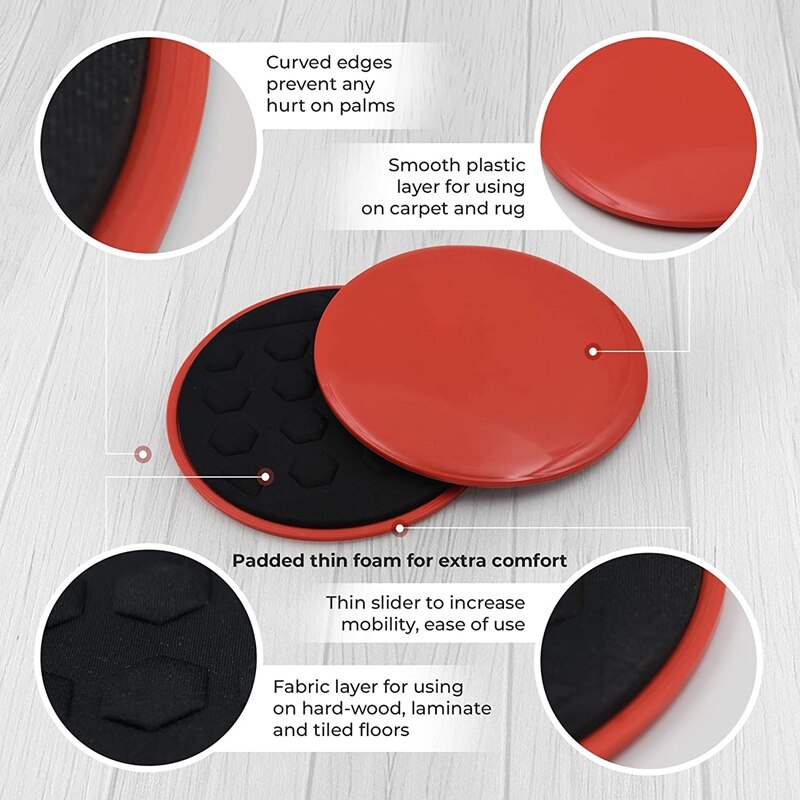 1Pair Gliding Discs Slider Fitness Disc Gliding Discs Core Sliders for Home Gym Workouts Equipment