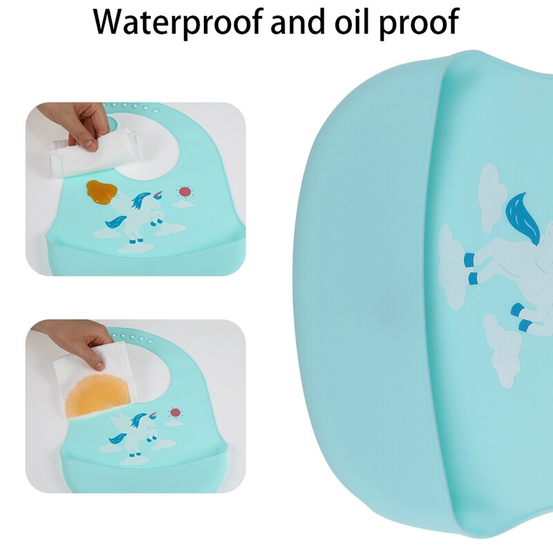 2 pçs silicone babadores de bebê fácil limpar confortável macio à prova dwaterproof água babadores de alimentação mantém manchas fora dos desenhos animados unisex