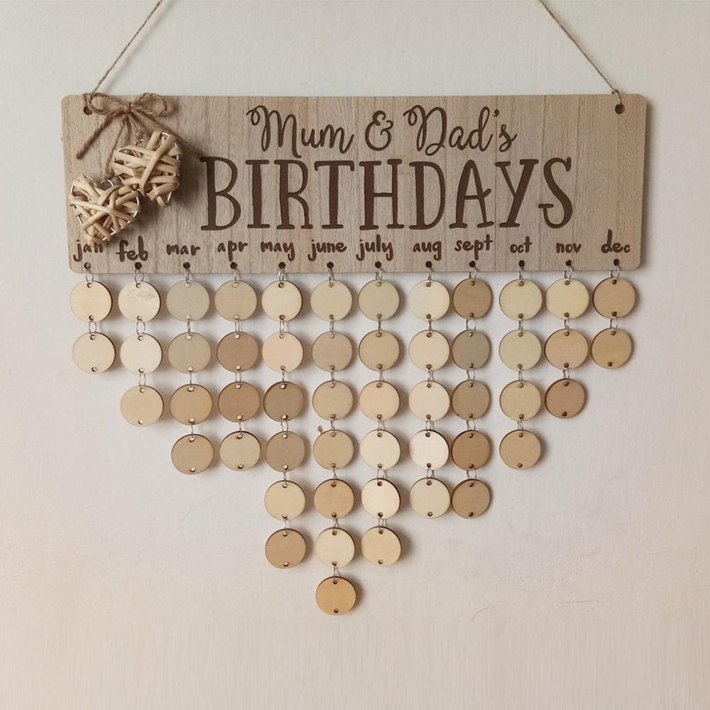 Chritsmas Birthday Special Days Reminder Board Home Hanging Decor Wooden Calendar Board Hanging Ornament Year Decoration: Fluorescence Yellow