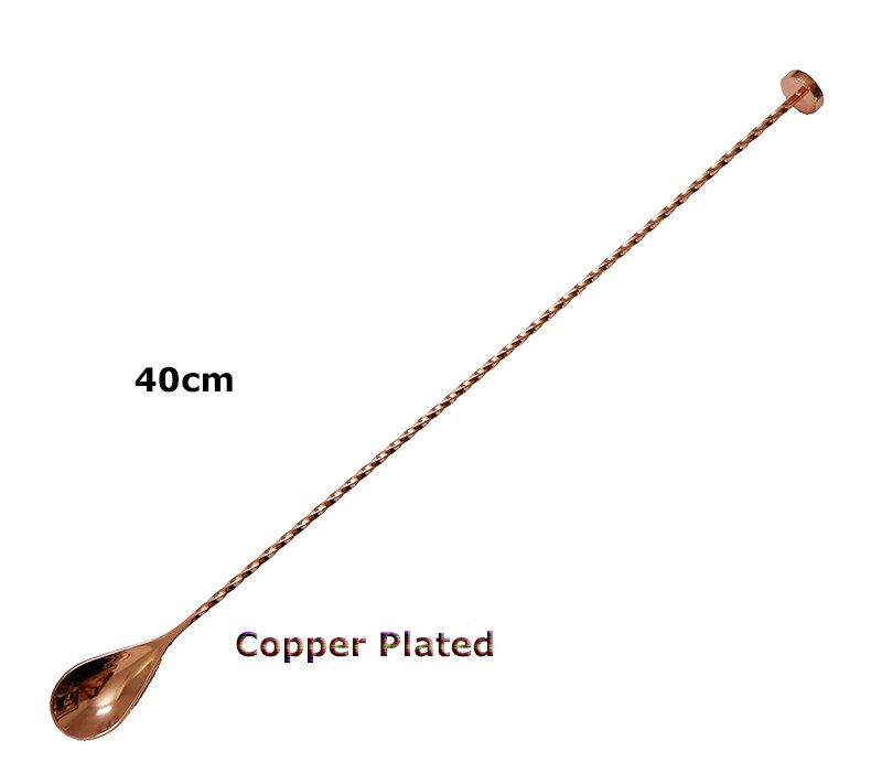 40Cm Rvs Muddler Barspoon Cocktail Lepel Mengen Lepel, Spiraal Patroon Bar Cocktail Shaker Lepel Koper Plated