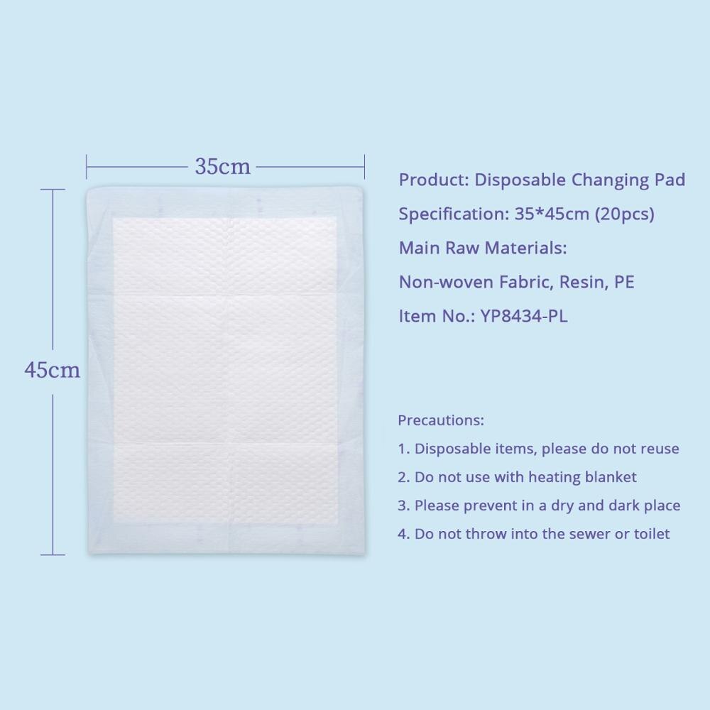 Sunveno matelas à langer jetable bébé 35x45 cm 20 pièces matelas à langer Portable infantile forte Absorption d'eau