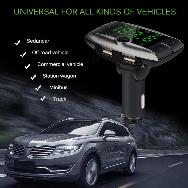 1pcs Car Mp3 Player Wireless Bluetooth Fm Transmitter Modulator Handsfree Car Kit Mp3 Player Dual Usb Charger Large Screen
