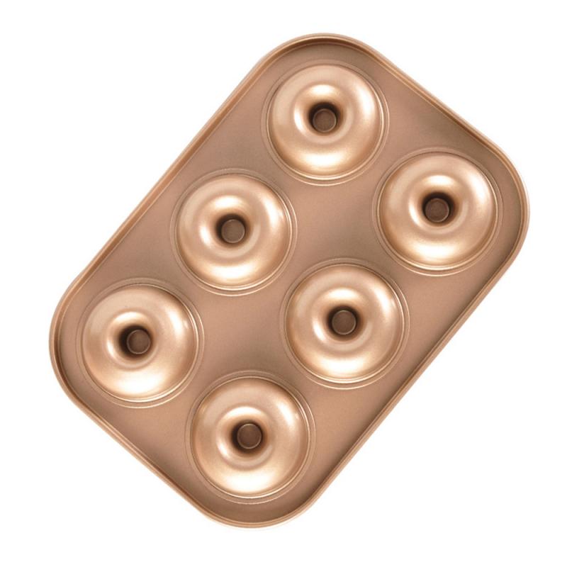 6-Cavity Nonstick Donut Pan Donut Baking Pans Carbon Steel Doughnut Baking Sheet Tray Bagels Mold Maker Cake Biscuit Bakeware