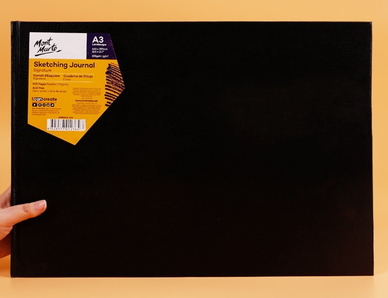 A3 / A4 / A5 Portable Sketchbook Waterproof Hard Leather Student Sketchbook Thicken Drawing Book Art Supplies: A3horizontalversion