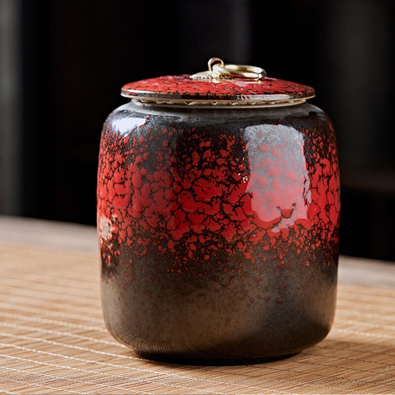 Retro Thee Kan Variabele Glazuur Decoratie Thee Kan Huishouden Opslagtank Vochtbestendig En Verse Houden Thee Kan Vakmanschap: ZTYBhong-10.6x13.3cm