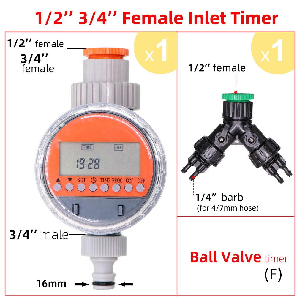 Automatic LCD Display Ball Valve Water Timer Plant Watering Electronic Controller for Home Garden Irrigation System Greenhouse: Fx1kit