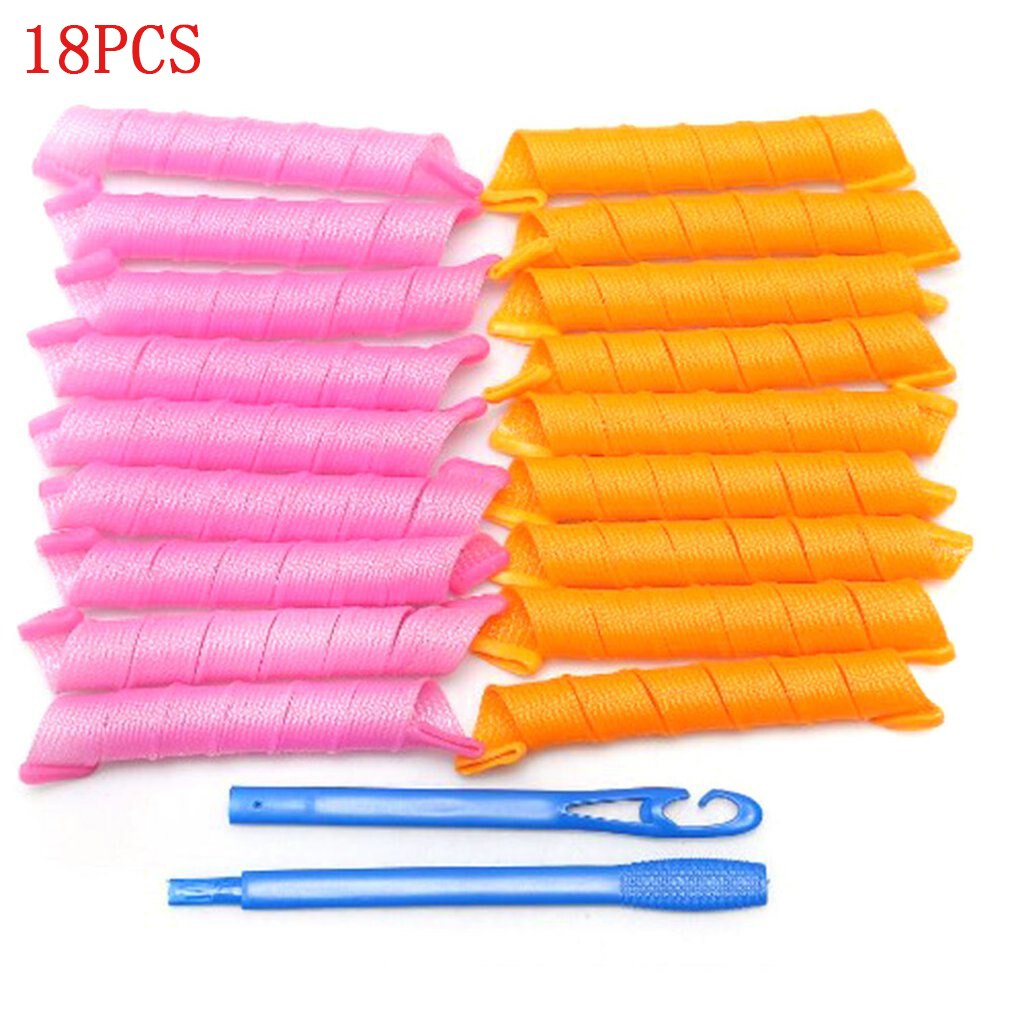 18 pz bigodino di capelli magico portatile accessori per lo messa in piega dei capelli bigodini di capelli strumento per lo messa in piega dei capelli di bellezza non dannoso rulli per capelli fai da te: 45cm