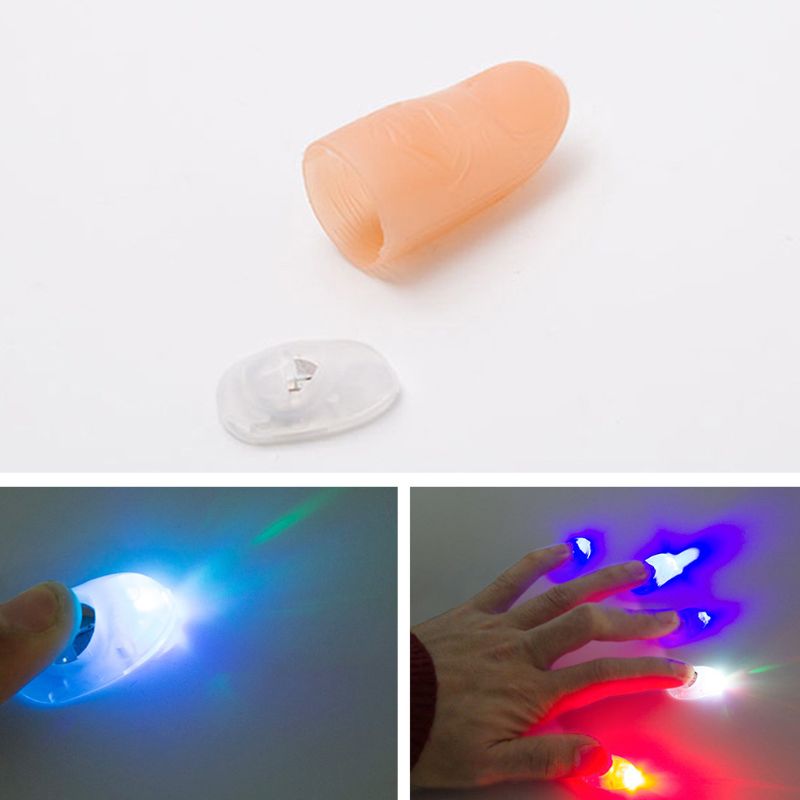 10Stck Lustige LED Licht Magie Finger Ärmeln Blinkende glühen Tumbs Halloween Party