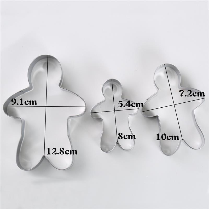 3pcs/set Cute Christmas Cookie Cutter Set Stainless Steel Gingerbread Man Cookie Shapes Kitchen Baking Tools