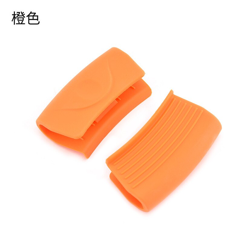 Couvercle de poignée de casserole en Silicone, outils chauds, Clip de plaque, Anti-brûlure, accessoires de cuisine épais, protège-oreilles: Orange