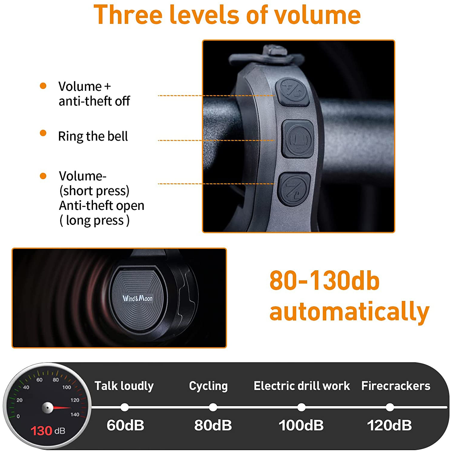 Timbre para bicicleta eléctrica, bocina para patinete eléctrico/carretera/accesorios MTB, anillo de alarma para ciclismo, timbre con altavoz para manillar de bicicleta