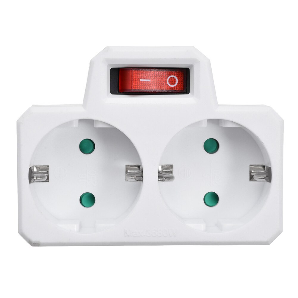 German Style Power Extension 1 to 2 Way Double Socket Conversion Socket with Outlet Switch Plug Power Adapter