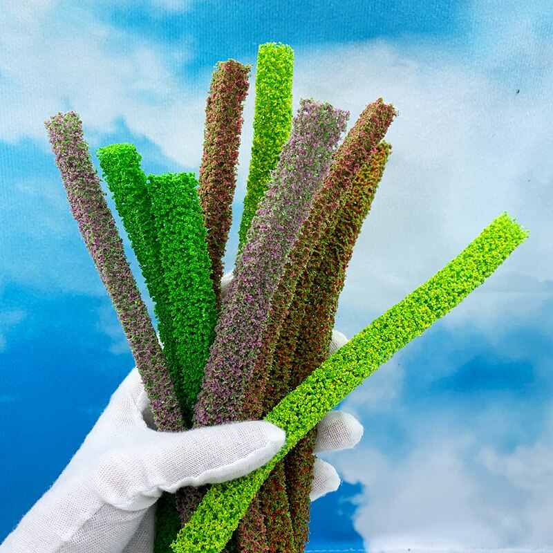 2Pcs Struik Strips Groen Zand Tafel Miniatuur Model Simulatie Diy Materialen Gras Hek Voor Outdoor Indoor Building Diorama