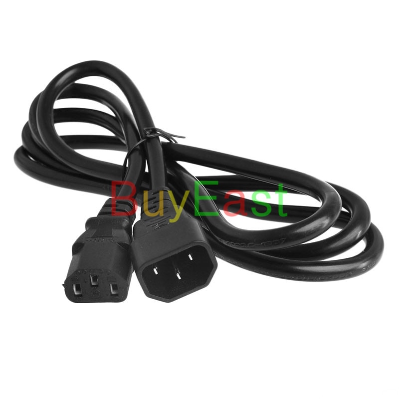 5 X IEC 320 C14 Male to C13 Female PLug PDU/UPS Extension Power cable 1.8M 0.75 Square 10A 250V